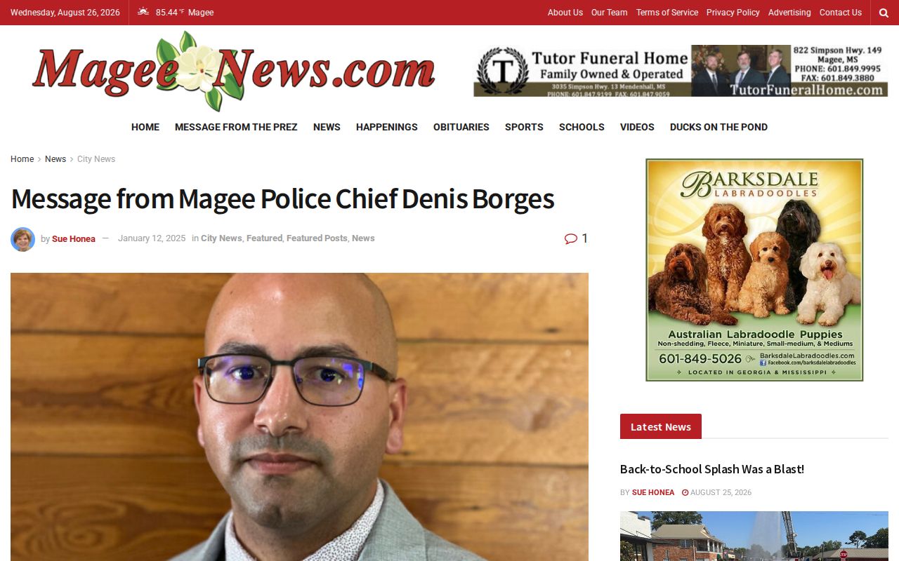 Magee Police arrest-posting statement for Magee arrest records