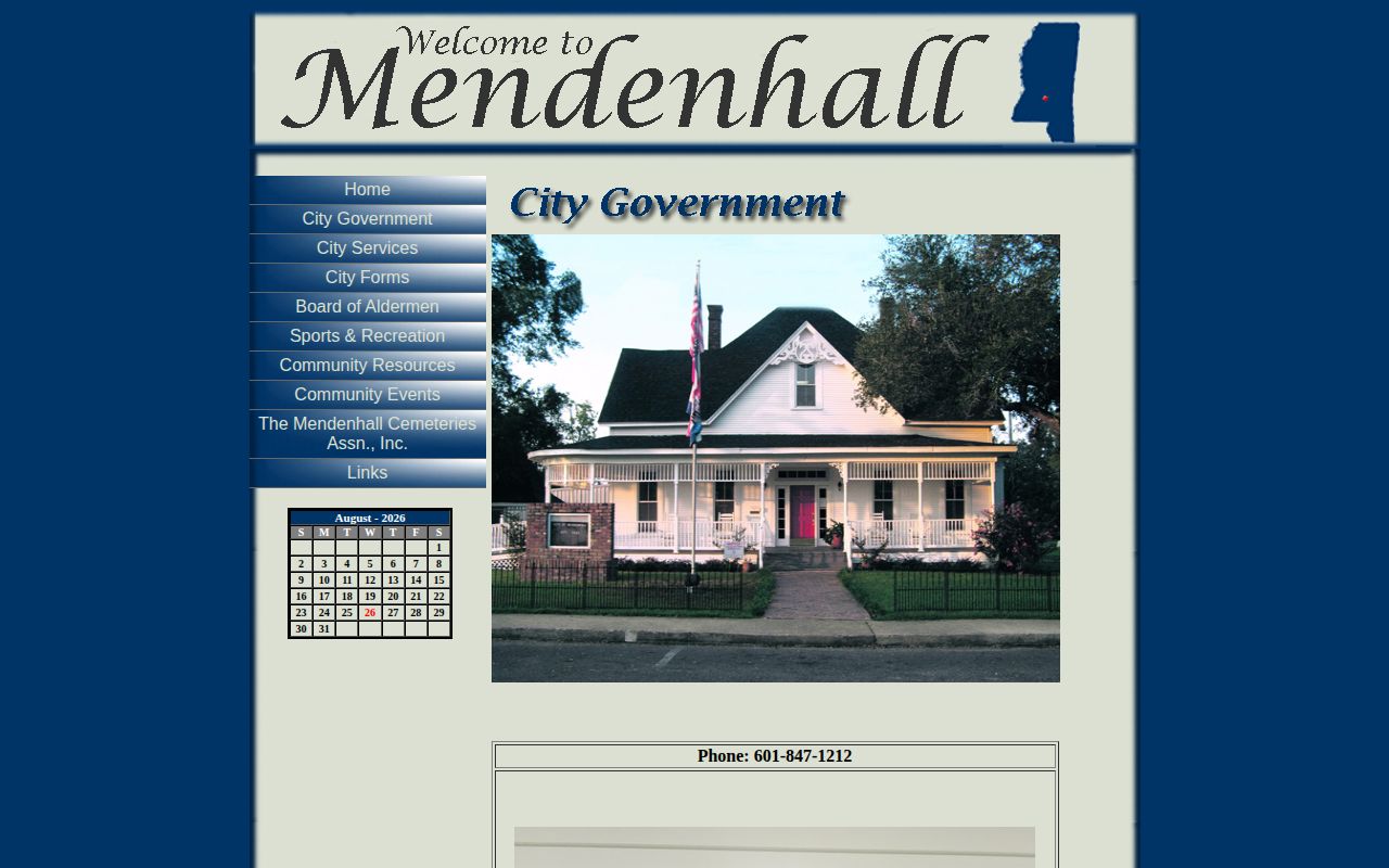 City of Mendenhall contact source for Mendenhall arrest records